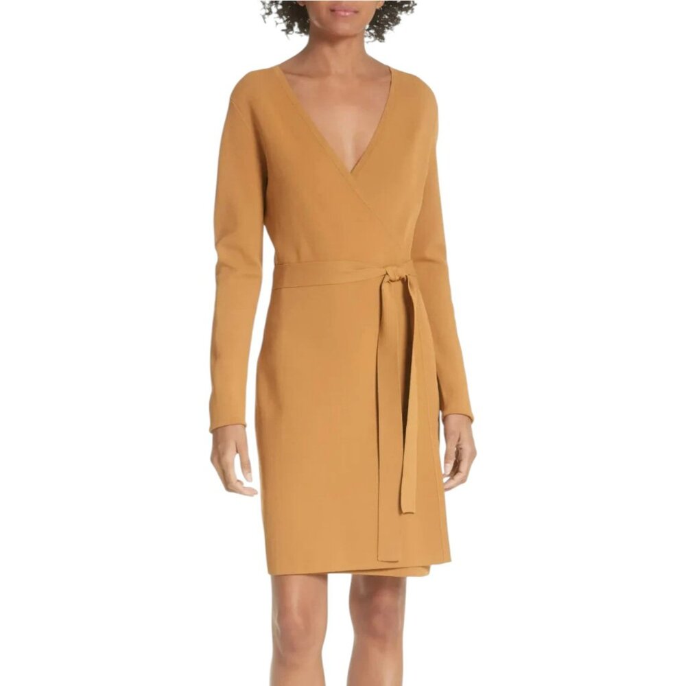 Diane Von Furstenberg Knit Wrap Dress, Size 2, Honey
